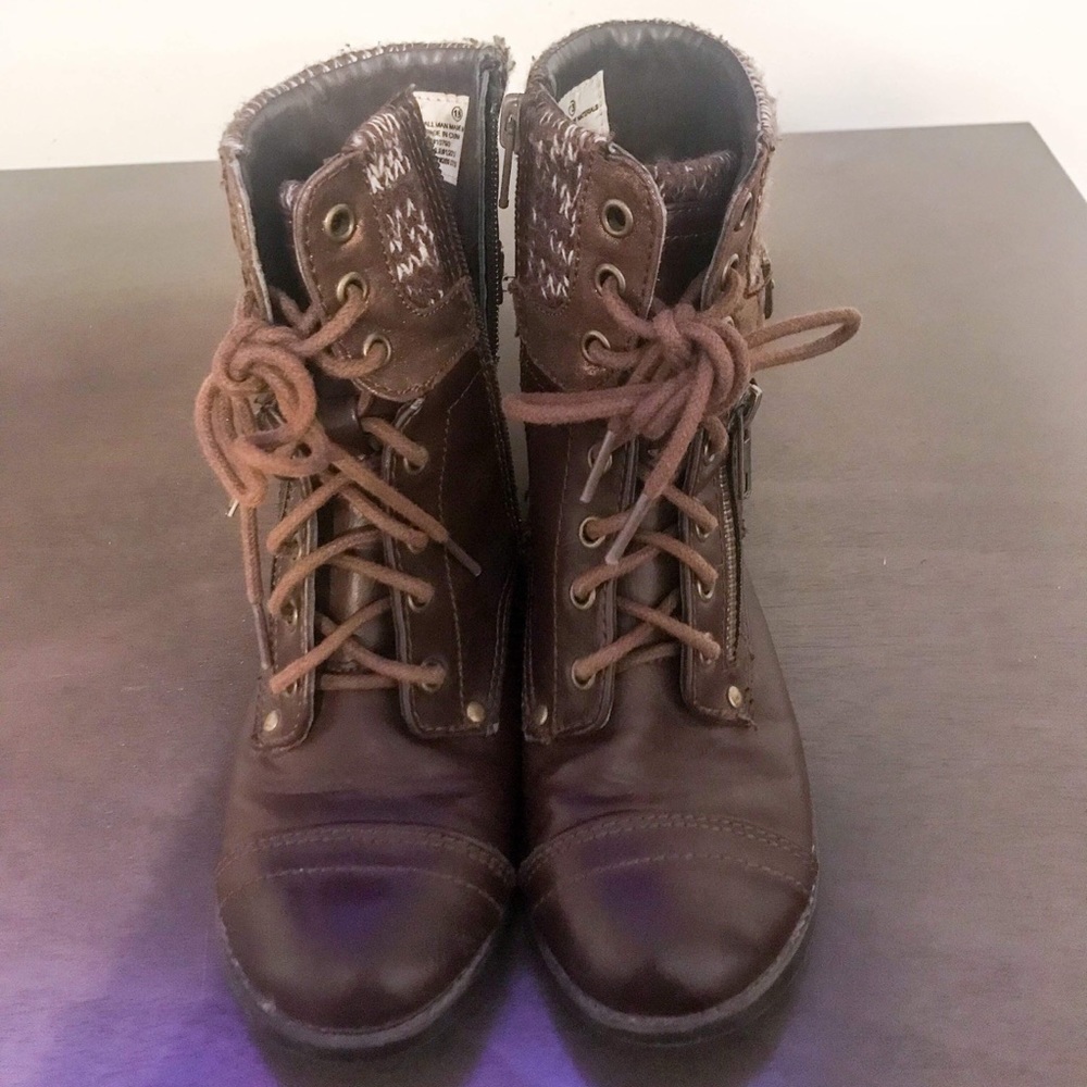 Justice Brown Girls Lace Up Boots Size 13